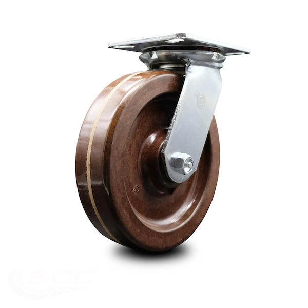 8 Inch Heavy Duty Top Plate High Temp Phenolic Swivel Caster with Roller Bearing